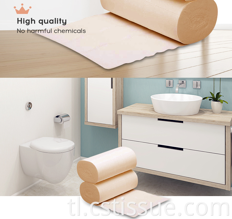 Na -customize na Side Embossed Natural Brown Coreless 4 Ply Toilet Tissue Para sa Banyo